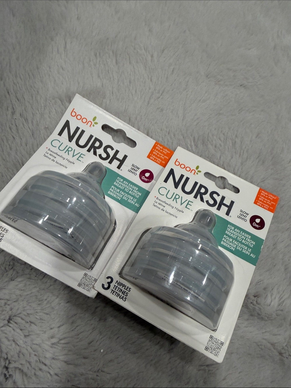 NURSH Curve Baby Bottle Nipples - two (3 Pack)